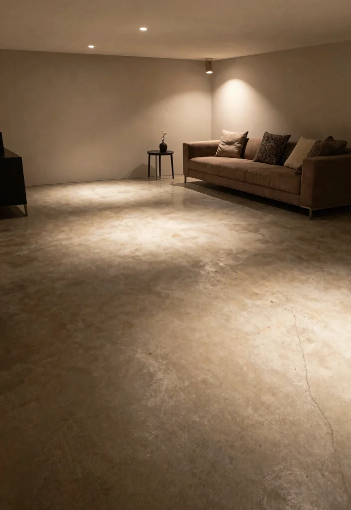 12 Basement Concrete Floor Ideas for Durability and Style 10. Integrating Lighting with Your Floor Design 0