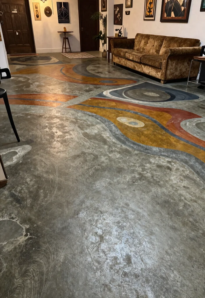 12 Basement Concrete Floor Ideas for Durability and Style 4. Stained Concrete for Artistic Flair 0