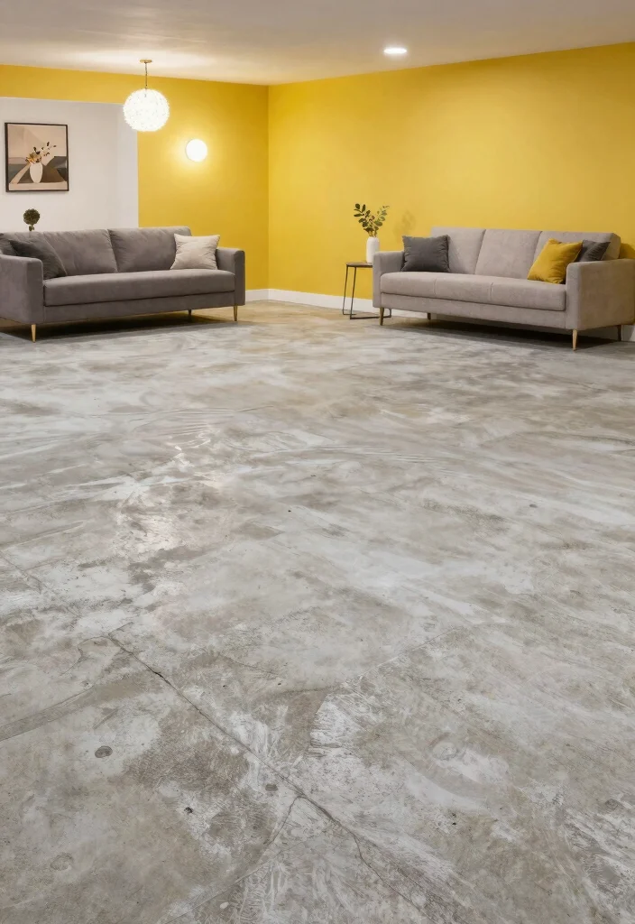 12 Basement Concrete Floor Ideas for Durability and Style 5. Concrete Overlays for a Fresh Look 0
