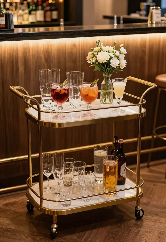 12 Basement Furniture Ideas for Comfort and Function 8. Bar Carts for Entertaining 0