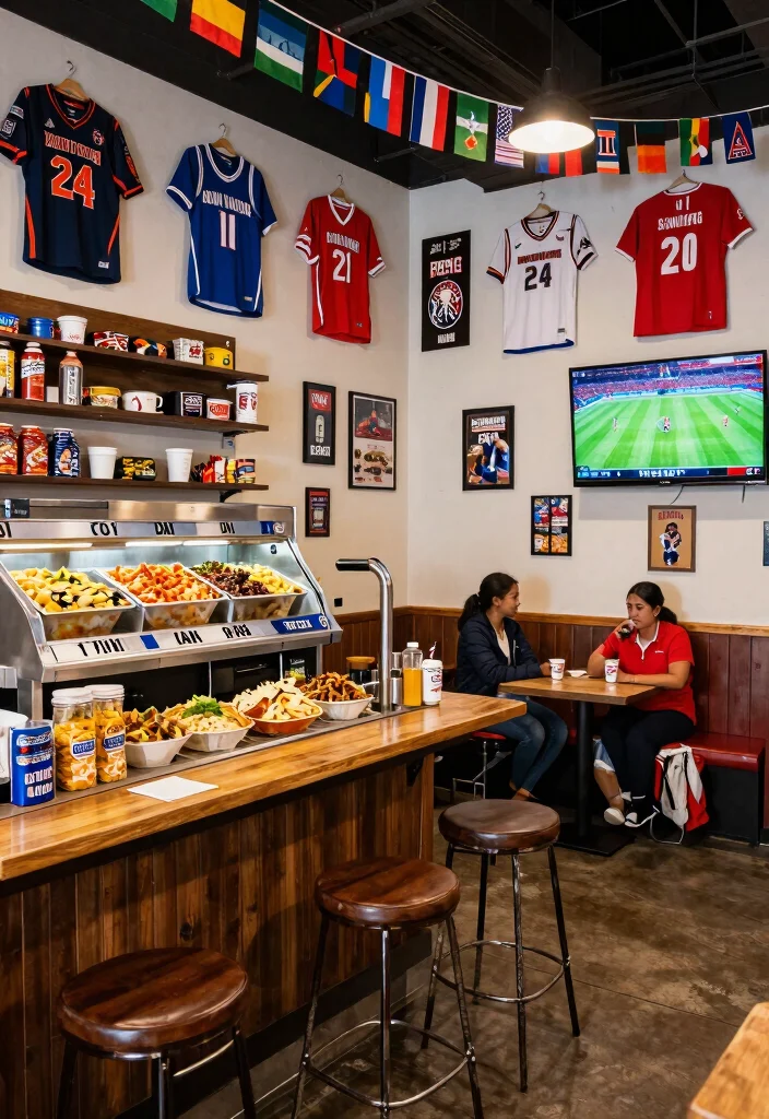 12 Basement Snack Bar Ideas for Family Hangouts 4. Sports Corner Snack Bar 0