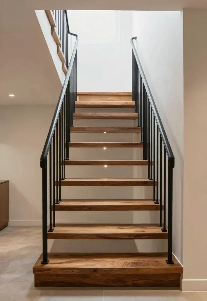 12 Basement Stairway Ideas to Improve Flow and Lighting 1. Open Risers for Airy Appeal 0