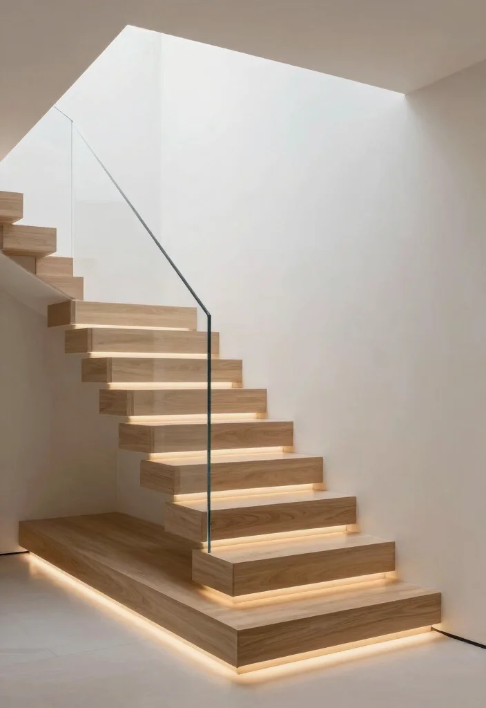 12 Basement Stairway Ideas to Improve Flow and Lighting 5. Floating Steps for Modern Appeal 0