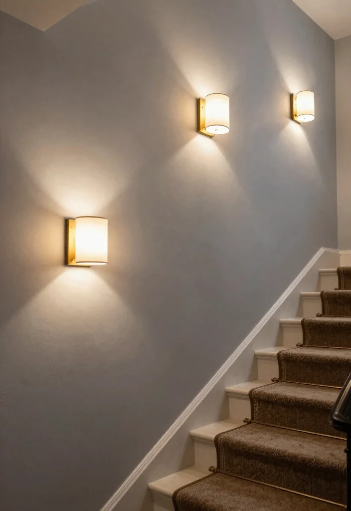 12 Basement Stairway Ideas to Improve Flow and Lighting 6. Wall mounted Lighting for Space saving Elegance 0