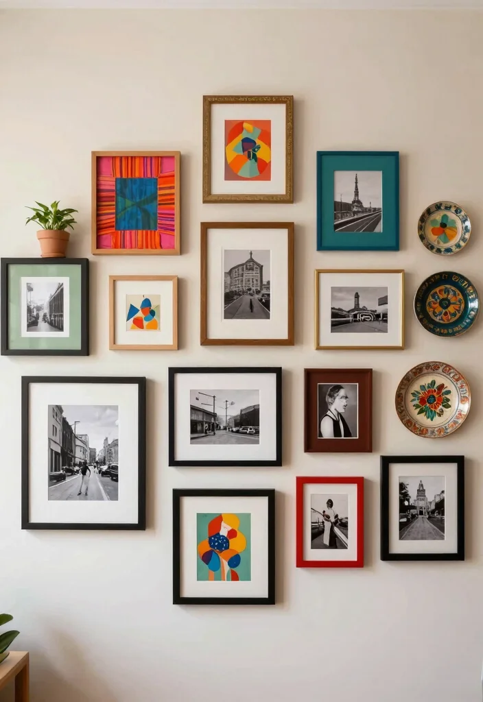 12 Bohemian Inspired Room Decor Ideas for Personal Style 1. Gallery Wall of Mixed Frames 0