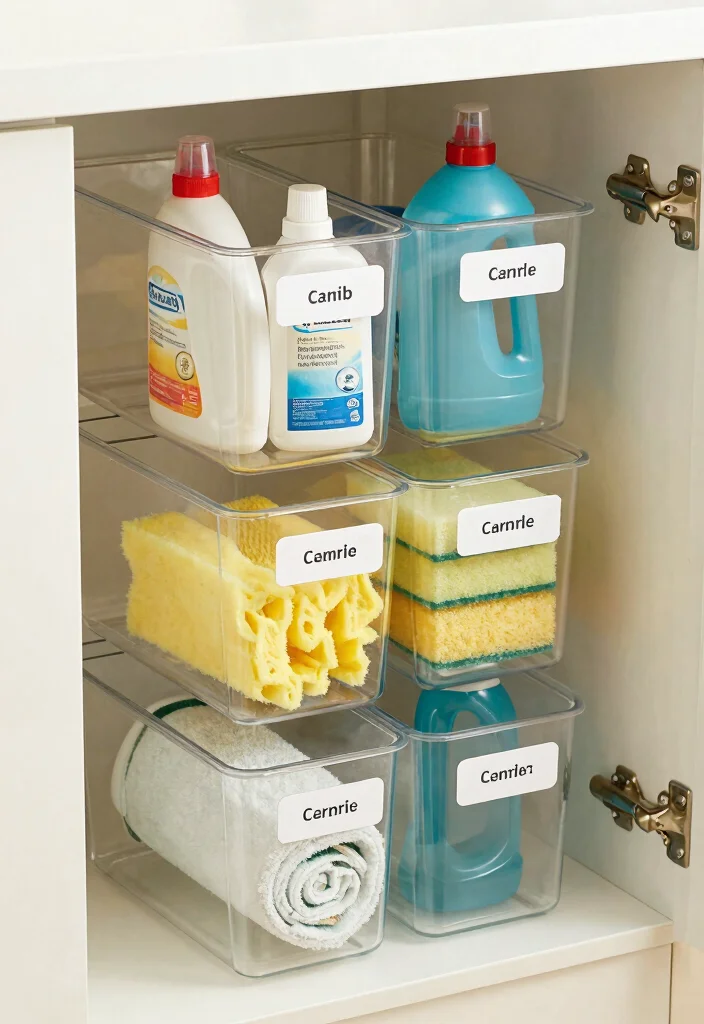 12 DIY Kitchen Organization Ideas on a Budget 10. Clear Storage Bins Under the Sink 0