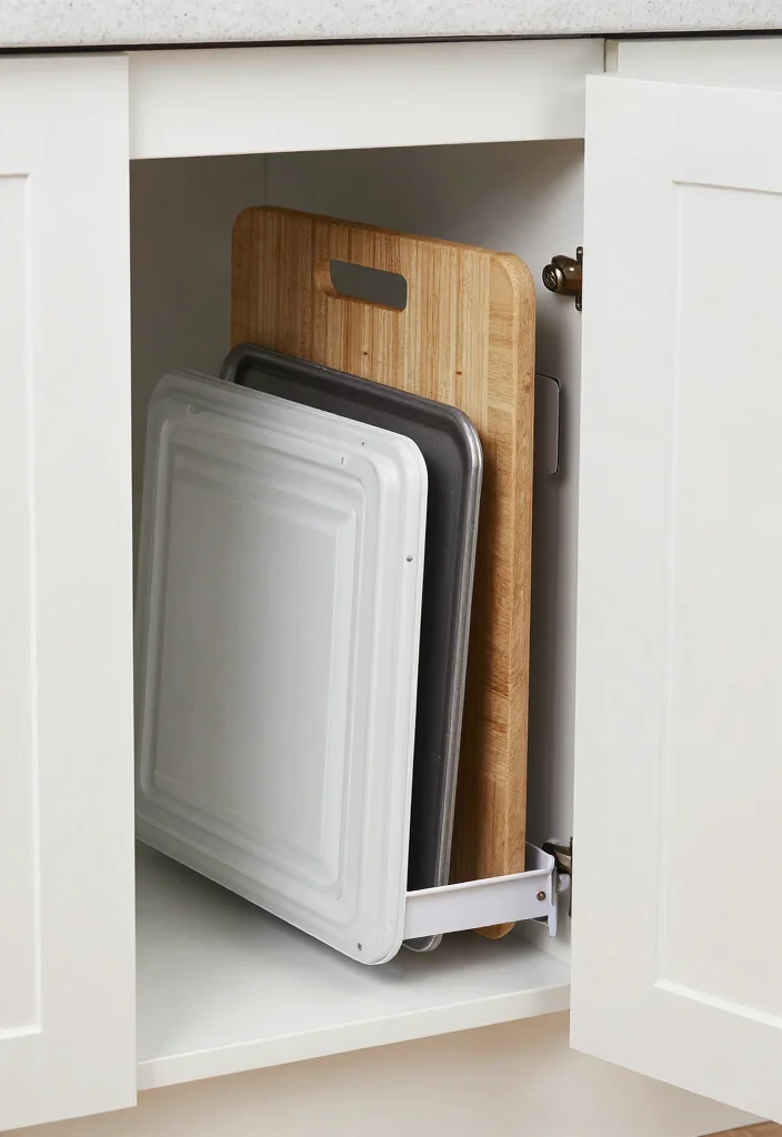 12 DIY Kitchen Organization Ideas on a Budget 11. Door Mounted Storage for Baking Sheets 0