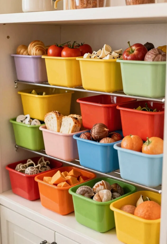 12 DIY Kitchen Organization Ideas on a Budget 12. Color Coded Bins for Easy Access 0