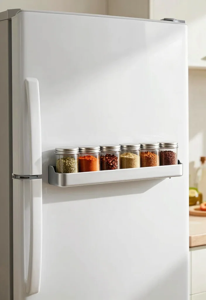 12 DIY Kitchen Organization Ideas on a Budget 3. Magnetic Spice Rack on the Fridge 0