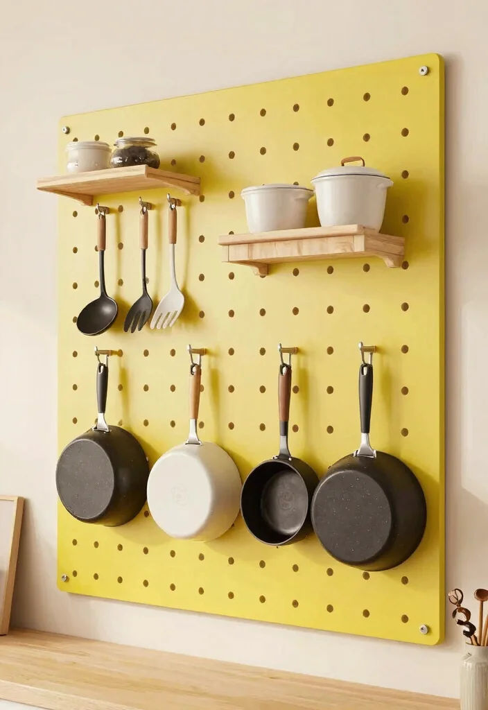 12 DIY Kitchen Organization Ideas on a Budget 5. Pegboard Wall for Hanging Utensils 0