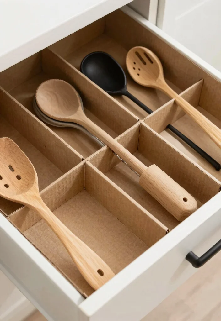 12 DIY Kitchen Organization Ideas on a Budget 6. Drawer Dividers from Recycled Cardboard 0