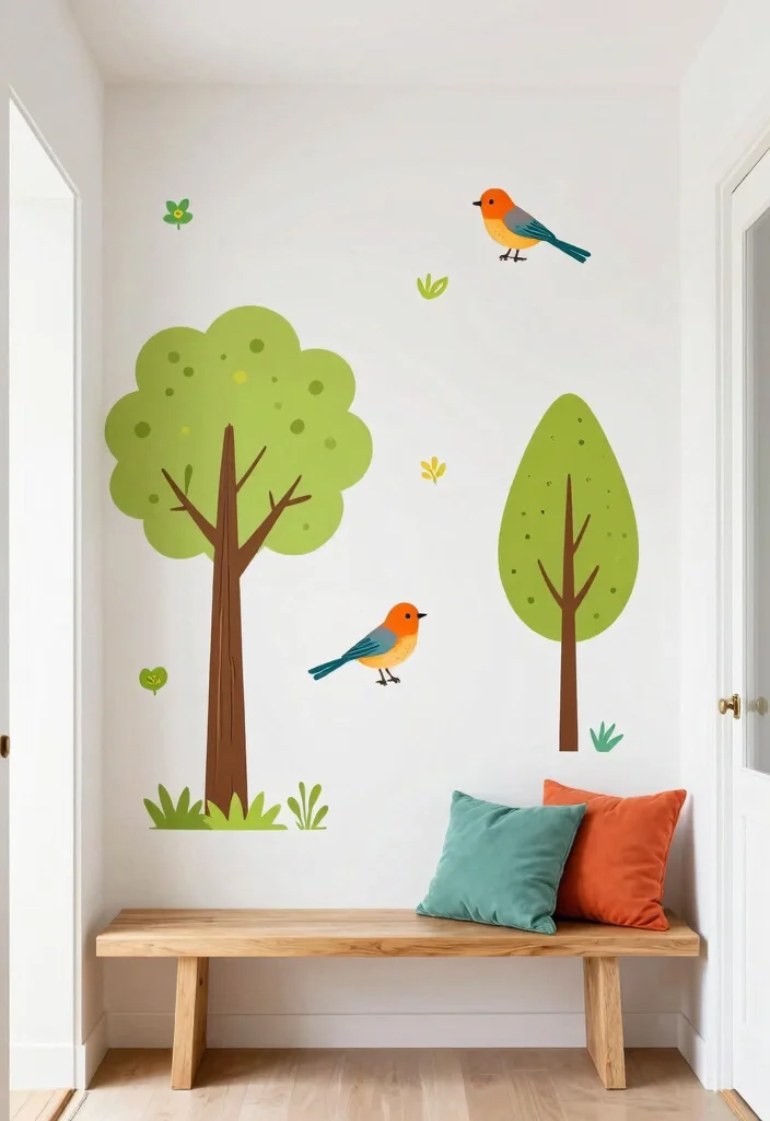 12 Entryway Wall Decor Ideas for First Impressions 11. Playful Wall Stickers 0