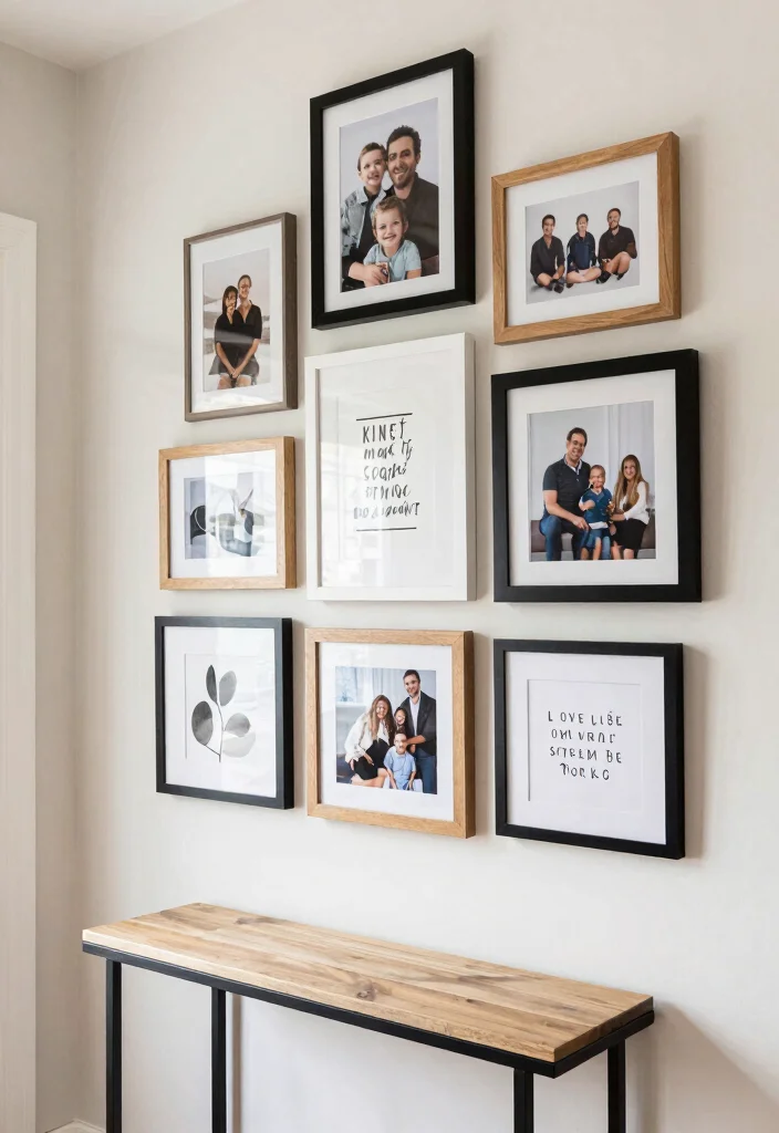 12 Entryway Wall Decor Ideas for First Impressions 4. Layered Frames Gallery 0