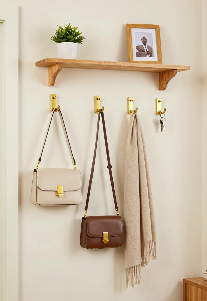 12 Entryway Wall Decor Ideas for First Impressions 6. Function Meets Style with Hooks 0