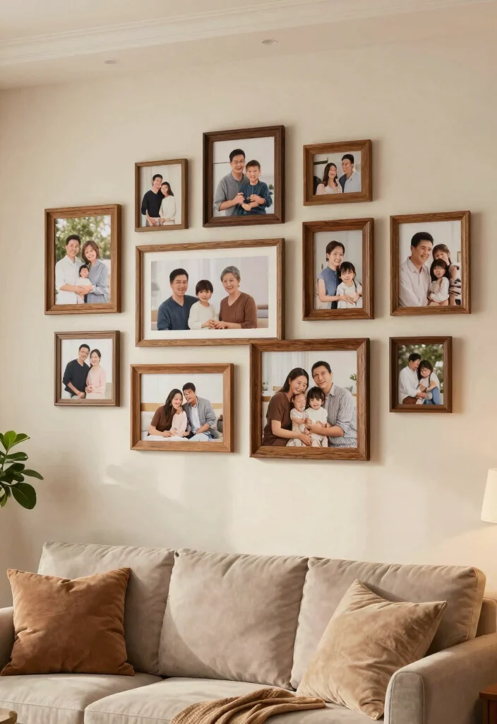 12 Family Room Wall Decor Ideas for a Cozy Atmosphere 2 12 Family Room Wall Decor Ideas for Cozy Homes 2. Framed Family Photos 0