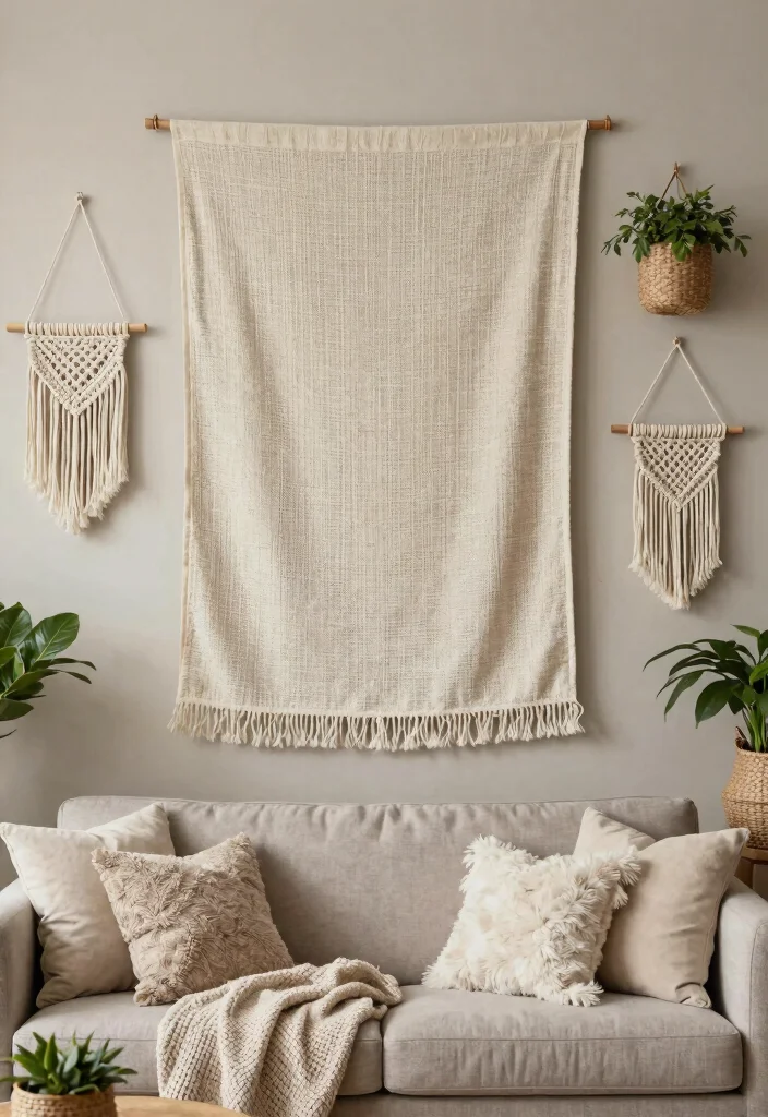 12 Family Room Wall Decor Ideas for a Cozy Atmosphere 3 12 Family Room Wall Decor Ideas for Cozy Homes 3. Textured Fabric Hangings 0