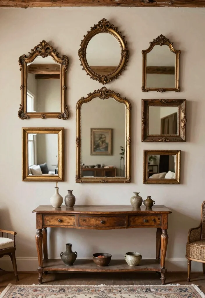 12 Family Room Wall Decor Ideas for a Cozy Atmosphere 14 12 Family Room Wall Decor Ideas for Cozy Homes 4. Vintage Mirrors 0