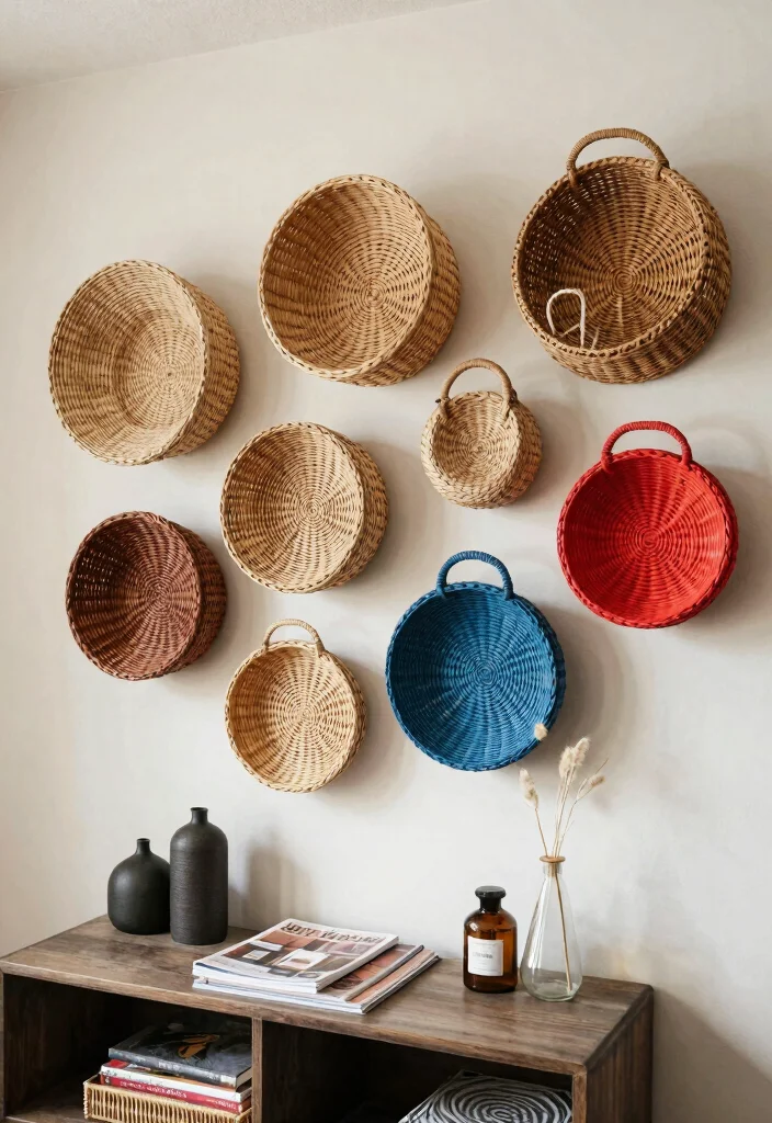 12 Family Room Wall Decor Ideas for a Cozy Atmosphere 27 12 Family Room Wall Decor Ideas for Cozy Homes 7. Woven Baskets as Decor 0