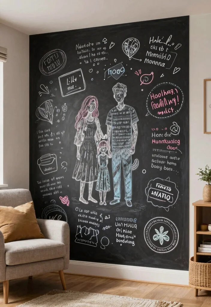 12 Family Room Wall Decor Ideas for a Cozy Atmosphere 29 12 Family Room Wall Decor Ideas for Cozy Homes 9. Chalkboard Walls for Creativity 0