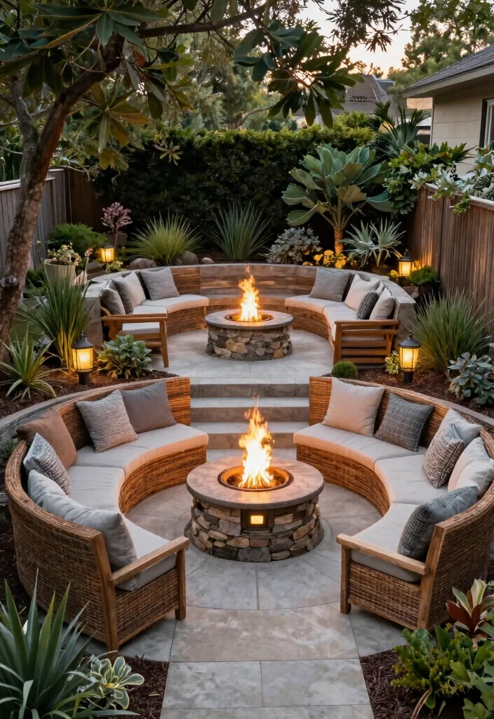 12 Fire Pit Ideas for Backyard Landscapes with Natural Flow 12. Multi Level Fire Pit Retreat 0