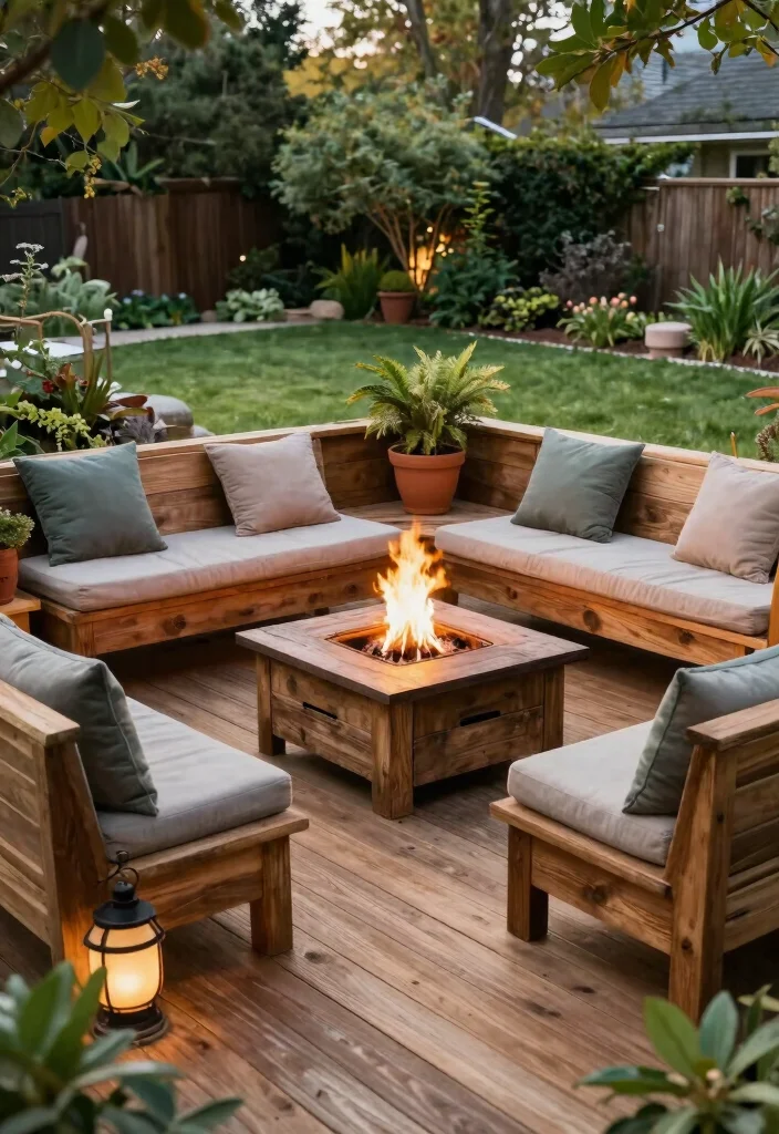 12 Fire Pit Ideas for Backyard Landscapes with Natural Flow 4. Raised Wooden Deck Fire Pit 0