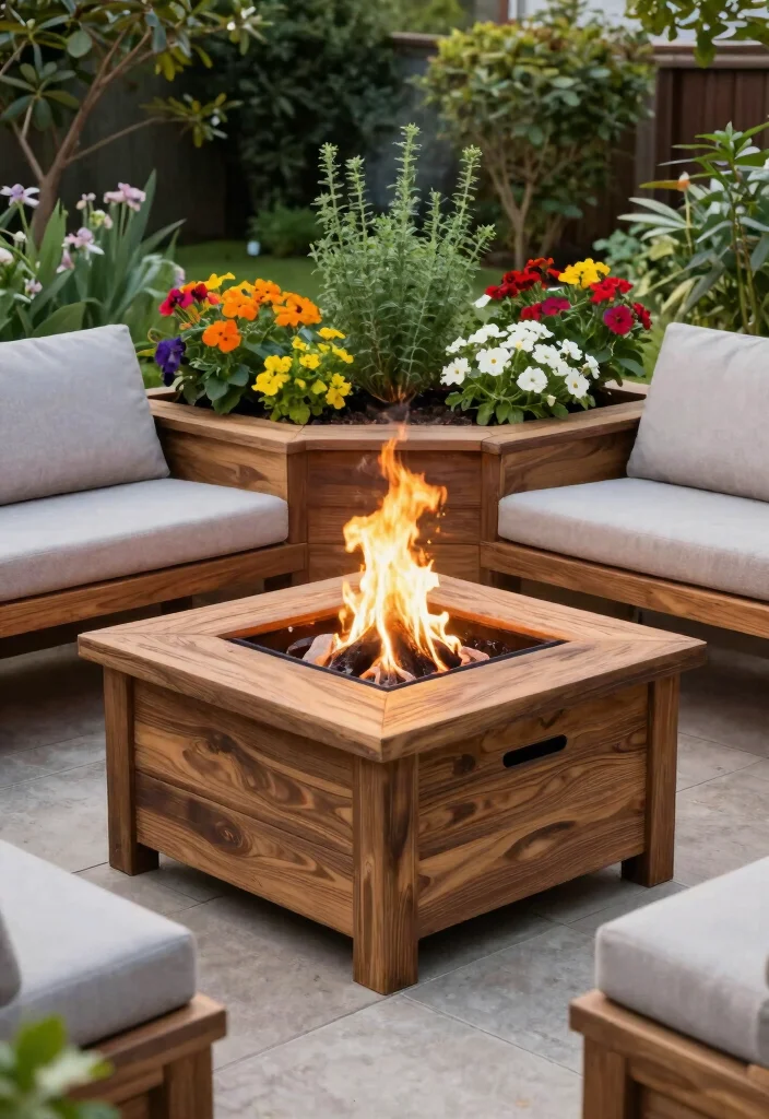 12 Fire Pit Ideas for Backyard Landscapes with Natural Flow 6. Fire Pit with Planter Box 0