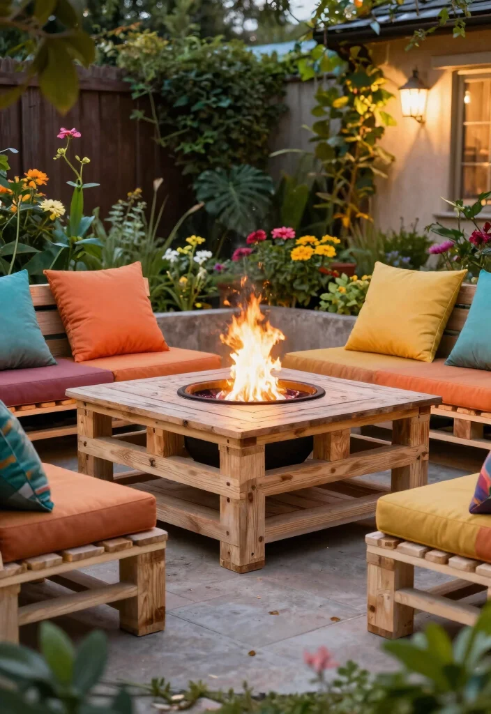 12 Fire Pit Ideas for Backyard Landscapes with Natural Flow 7. DIY Pallet Fire Pit Table 0