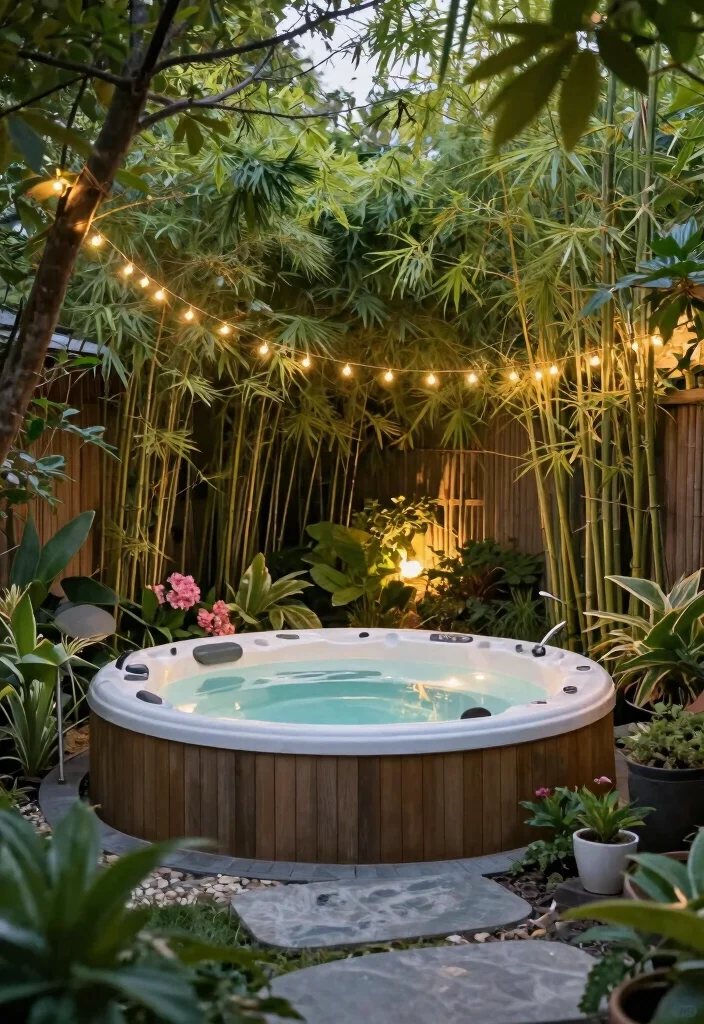 12 Hot Tub Backyard Patio Ideas for a Spa Like Experience 1. Secluded Garden Retreat 0