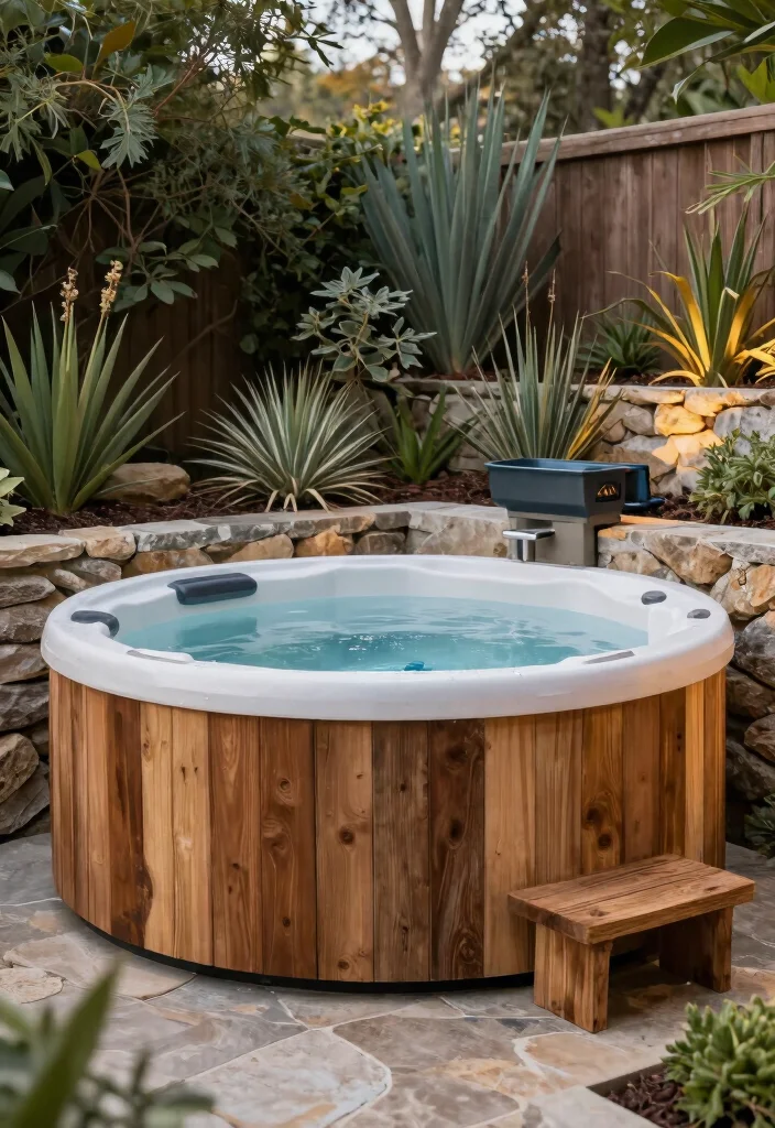 12 Hot Tub Backyard Patio Ideas for a Spa Like Experience 11. Eco Friendly Hot Tub Space 0