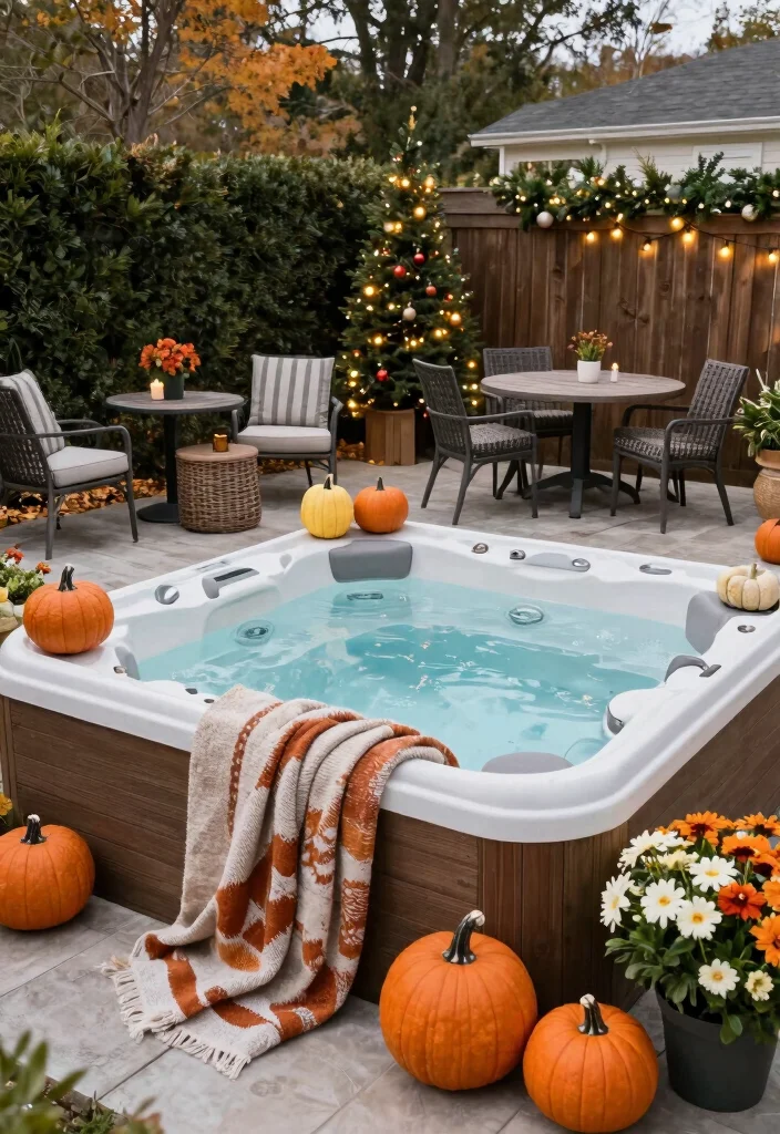 12 Hot Tub Backyard Patio Ideas for a Spa Like Experience 12. Seasonal Decor Themes 0