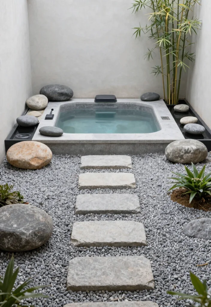 12 Hot Tub Backyard Patio Ideas for a Spa Like Experience 9. Zen Garden Inspiration 0