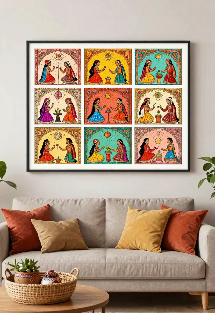 12 Indian Living Room Wall Decor Ideas with Cultural Style 12. Cultural Storyboards 0