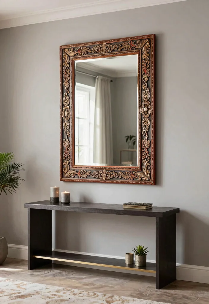 12 Indian Living Room Wall Decor Ideas with Cultural Style 6. Decorative Indian Mirrors 0