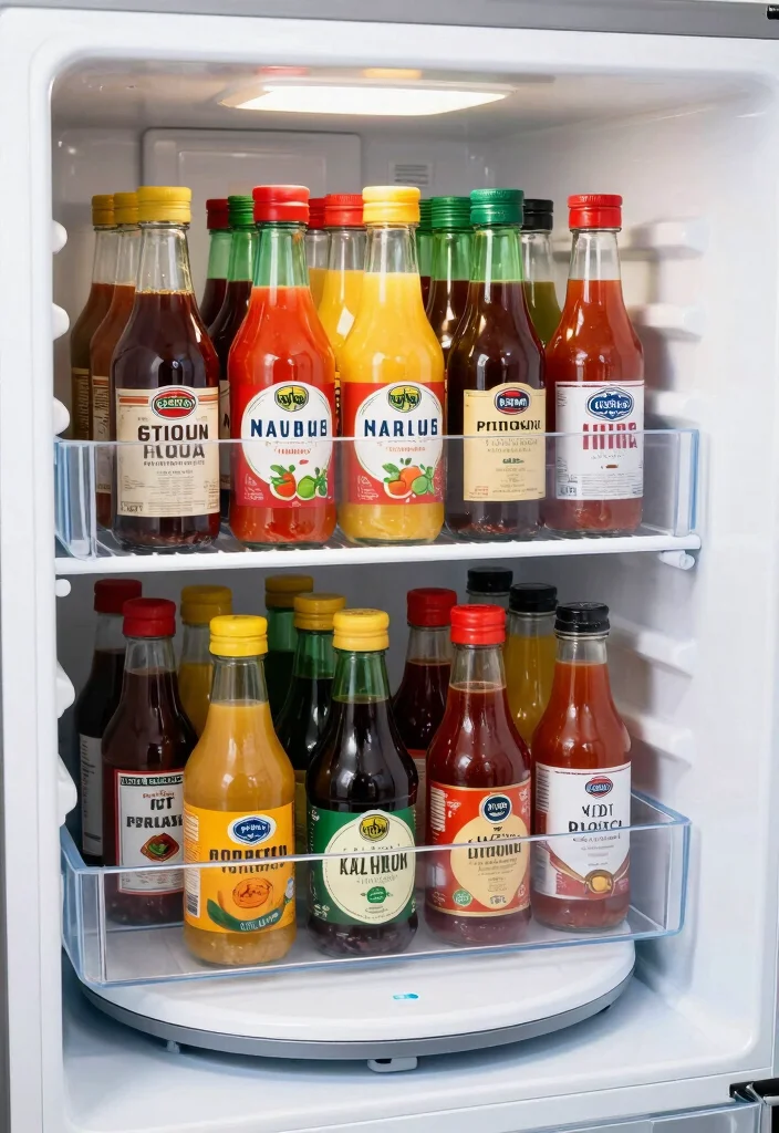 12 Refrigerator Organization Ideas for Easy Meal Prep 11. Keep Condiments in a Lazy Susan 0