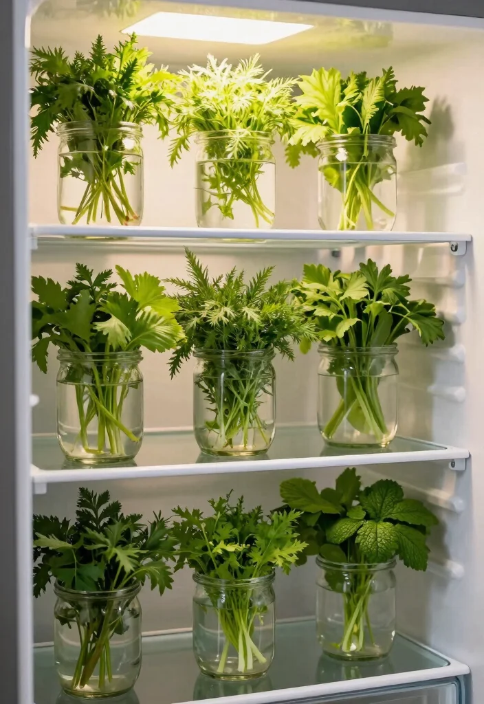 12 Refrigerator Organization Ideas for Easy Meal Prep 5. Keep Herbs Fresh with Water Jars 0
