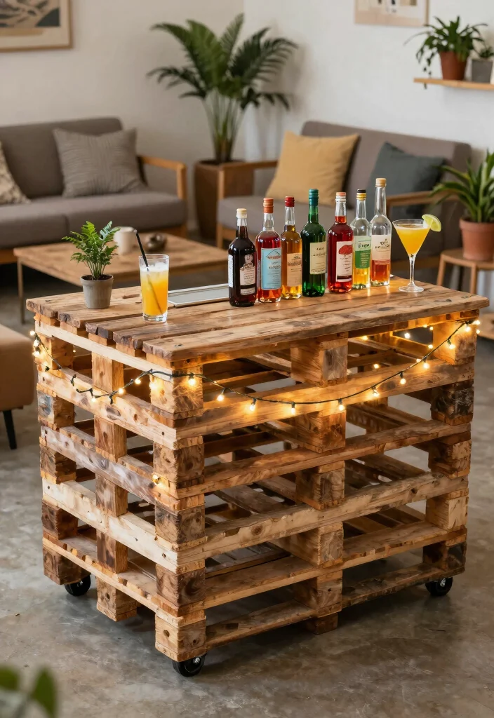 12 Simple Basement Bar Ideas for Casual Entertaining 2. DIY Pallet Bar 0
