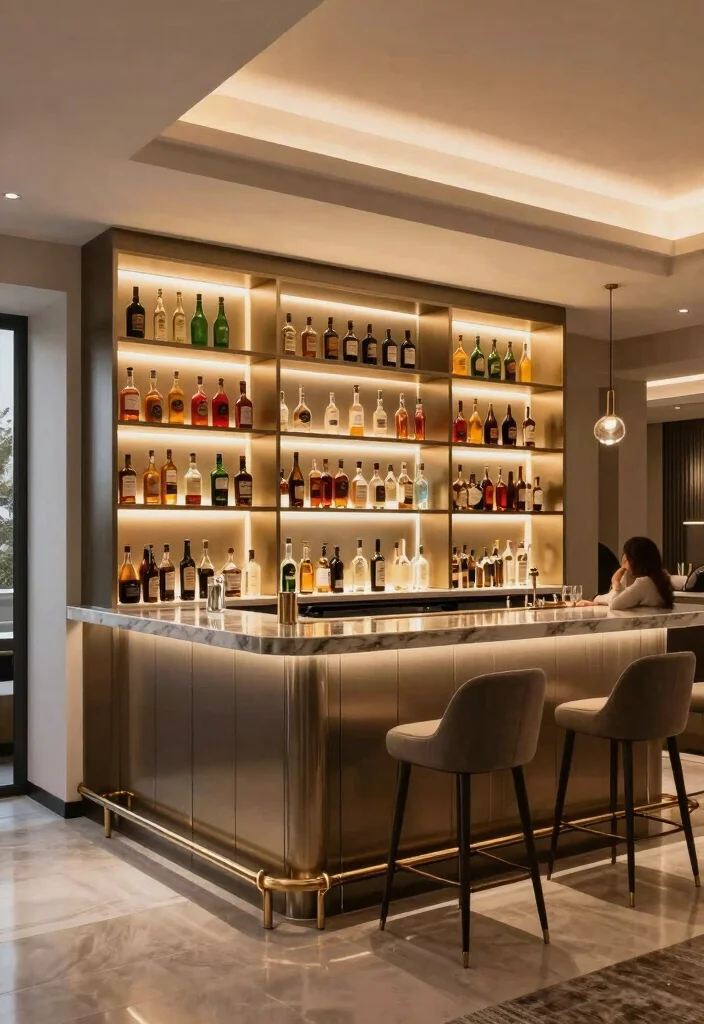 12 Simple Basement Bar Ideas for Casual Entertaining 5. Chic Built In Bar 0