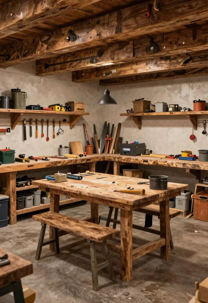 12 Sims 4 Basement Ideas for Creative Builds 12. Rustic Workshop Space 0