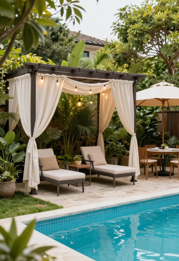 12 Small Backyard with Pool Ideas That Feel Open and Relaxing 11. Shade Solutions 0