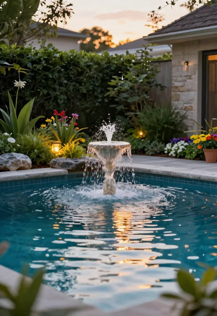 12 Small Backyard with Pool Ideas That Feel Open and Relaxing 6. Water Features 0