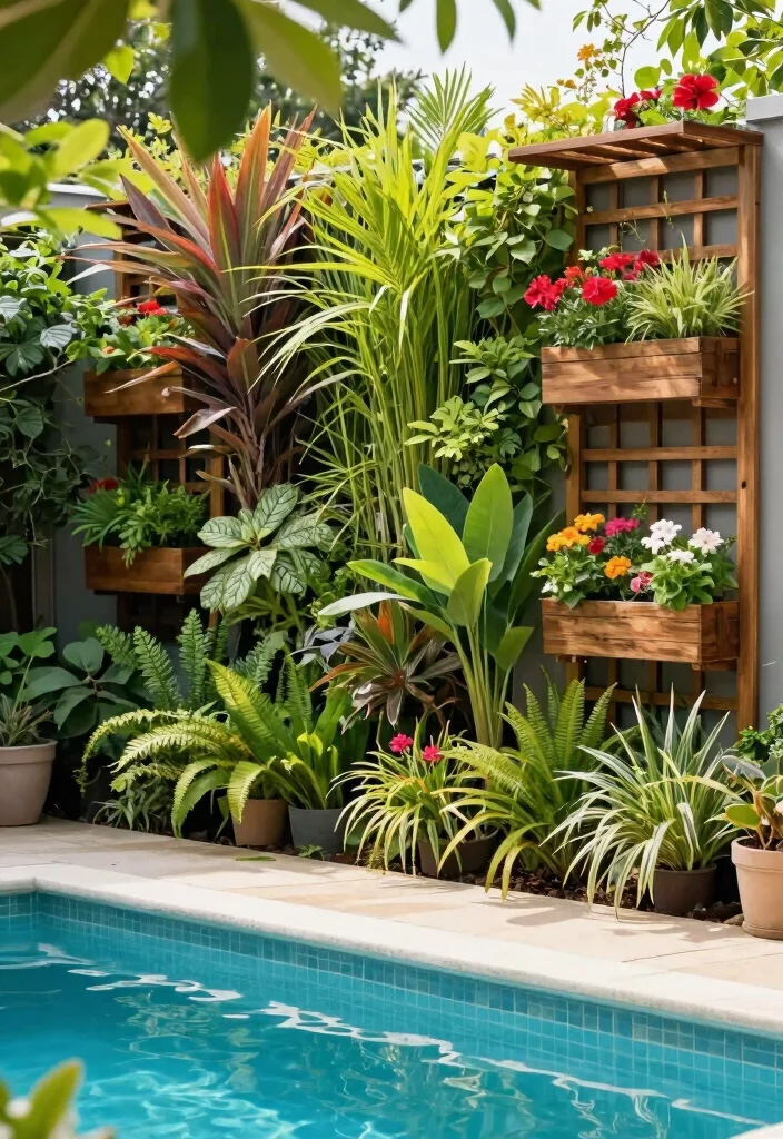 12 Small Backyard with Pool Ideas That Feel Open and Relaxing 9. Vertical Garden Walls 0
