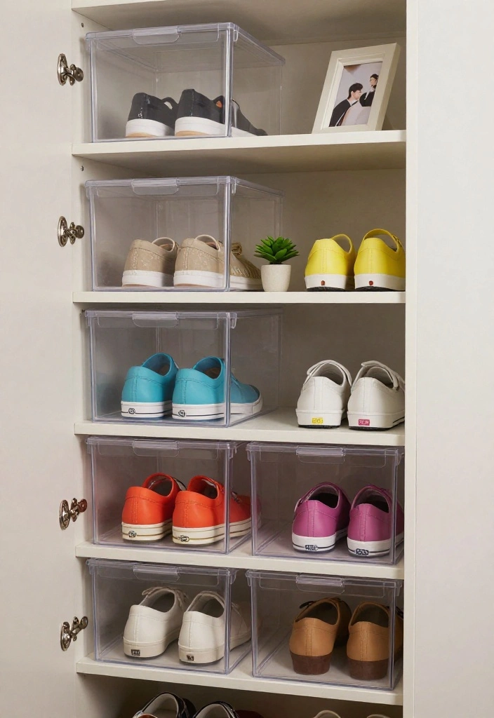 12 Small Closet Organization Ideas That Save Space 2. Clear Containers for Visibility 0