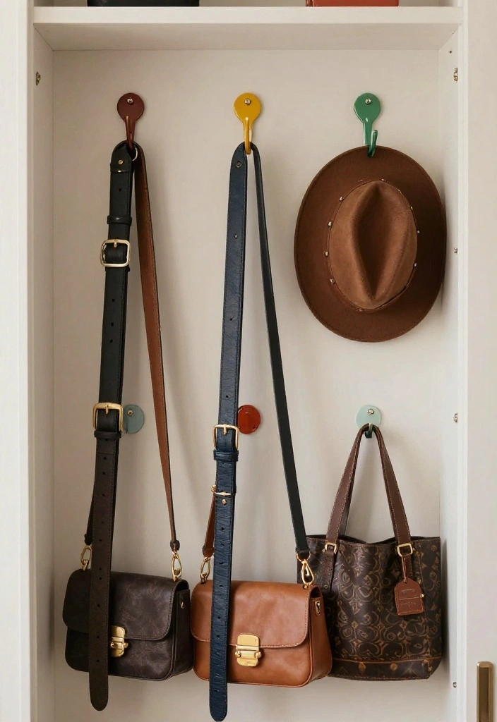 12 Small Closet Organization Ideas That Save Space 9. Stylish Hooks for Accessories 0
