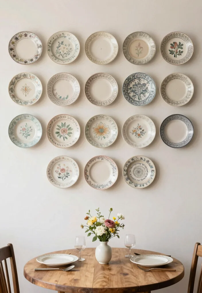 12 Small Dining Room Wall Decor Ideas That Add Style 3. Vintage Plates as Wall Art 0