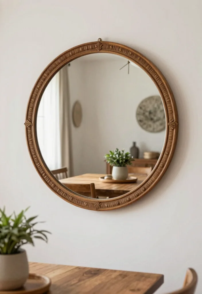 12 Small Dining Room Wall Decor Ideas That Add Style 5. Statement Mirror for Depth 0