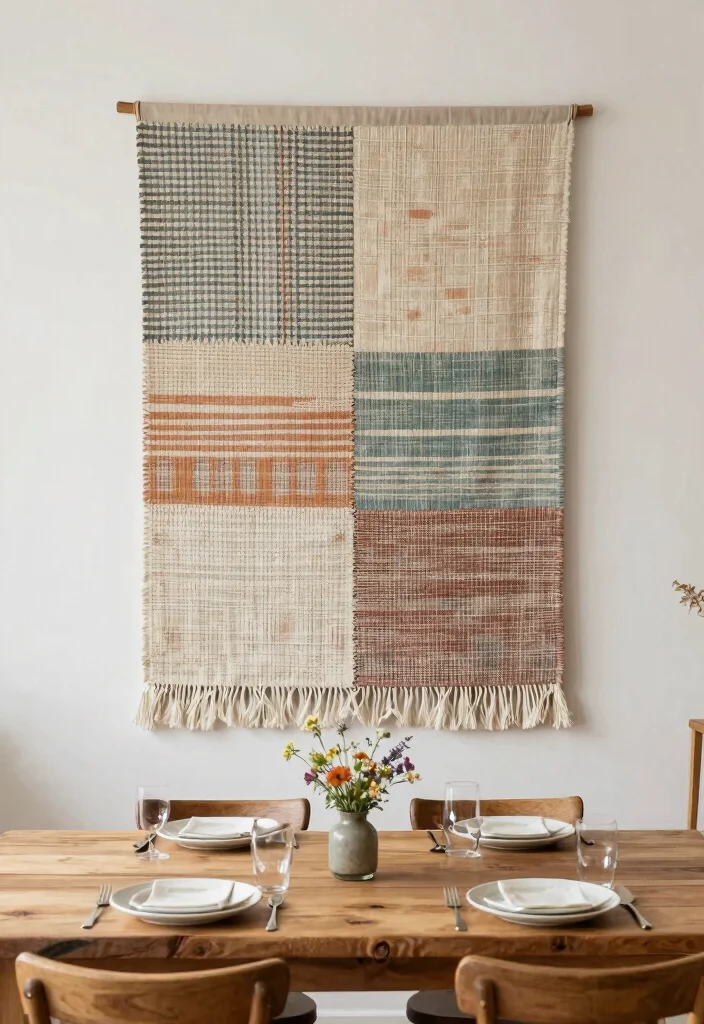 12 Small Dining Room Wall Decor Ideas That Add Style 6. Textile Wall Art 0