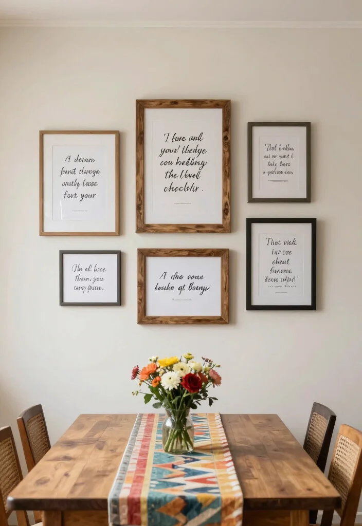 12 Small Dining Room Wall Decor Ideas That Add Style 7. Beautifully Framed Quotes 0