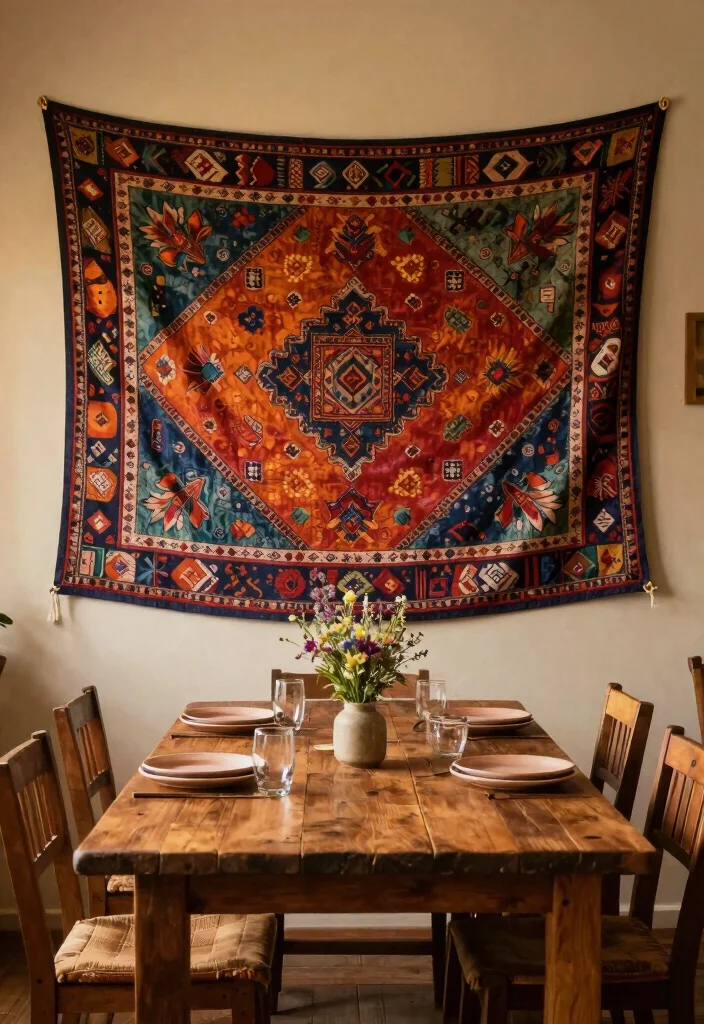 12 Small Dining Room Wall Decor Ideas That Add Style 8. Chic Wall Tapestries 0