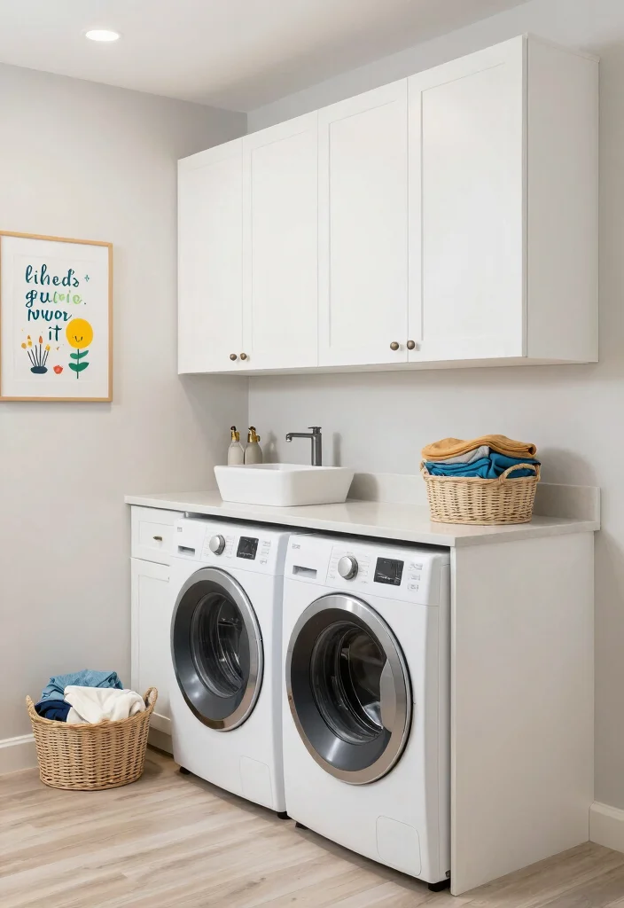 12 Small Finished Basement Ideas That Feel Complete 12. Stylish Laundry Room 0