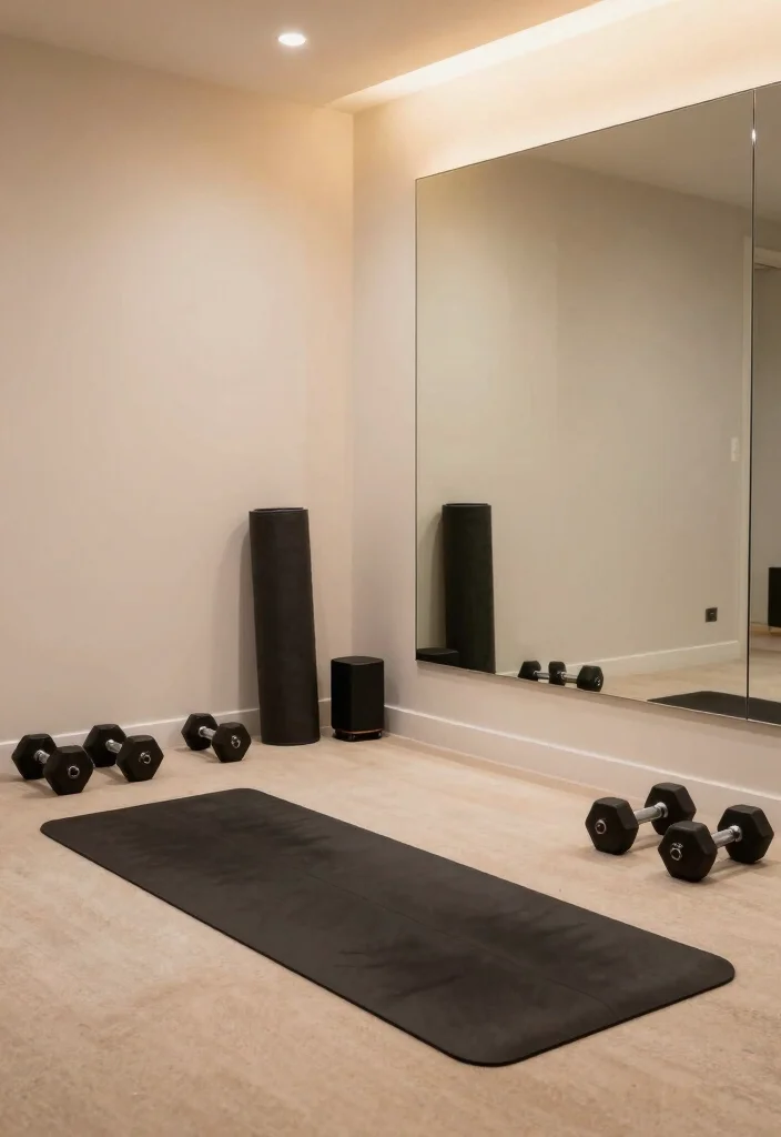 12 Small Finished Basement Ideas That Feel Complete 8. Elegant Home Gym 0